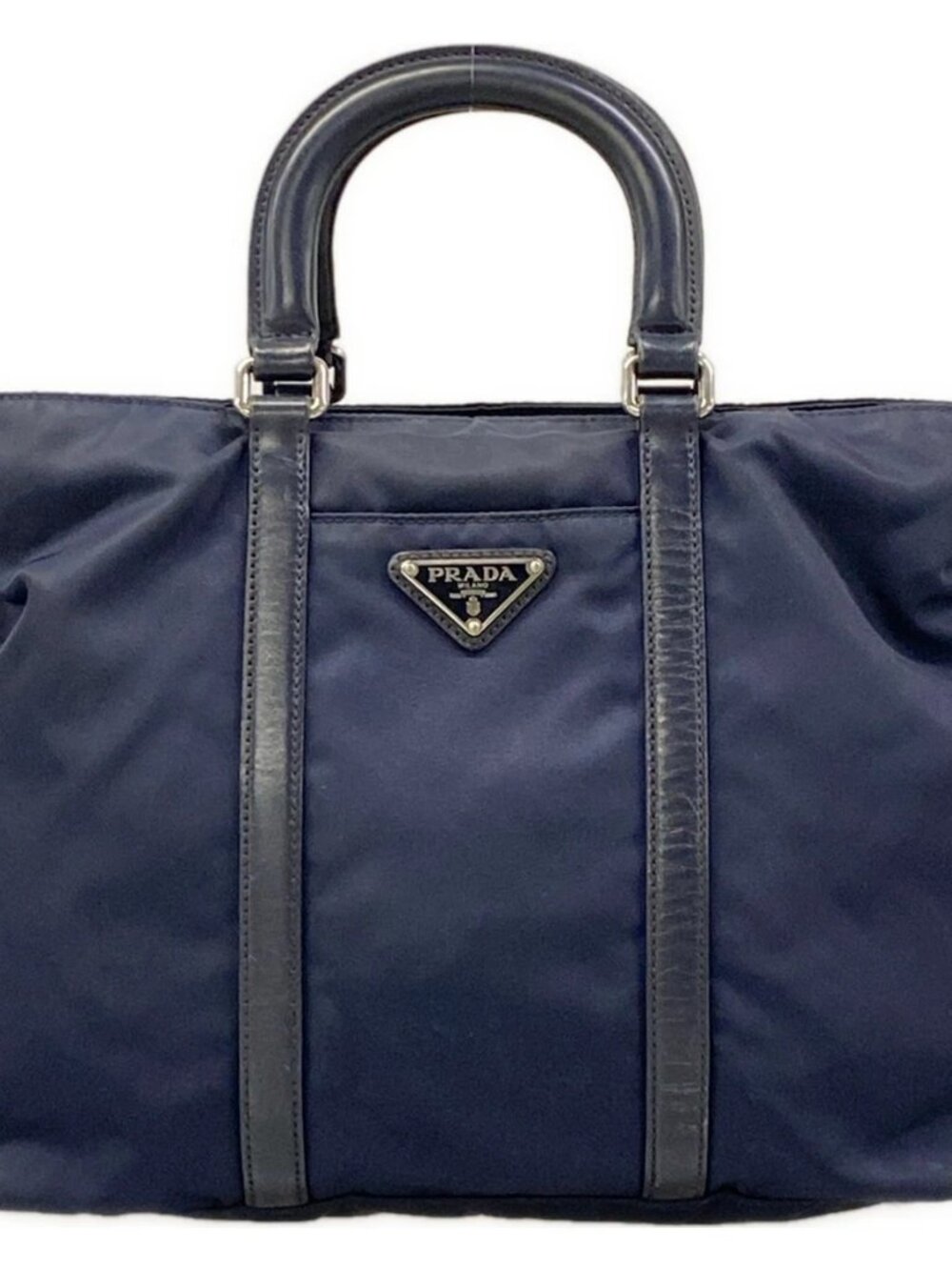 PRADA B1066M Dark Navy Nylon Leather Handbag